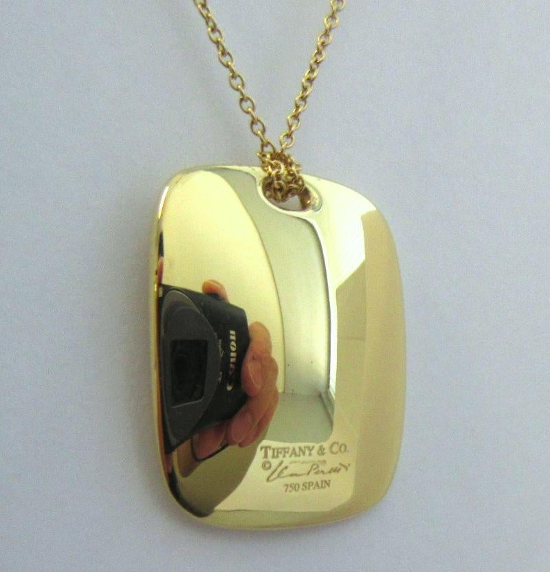 TIFFANY & Co. Elsa Peretti 18K Gold Tag Pendant Necklace 2