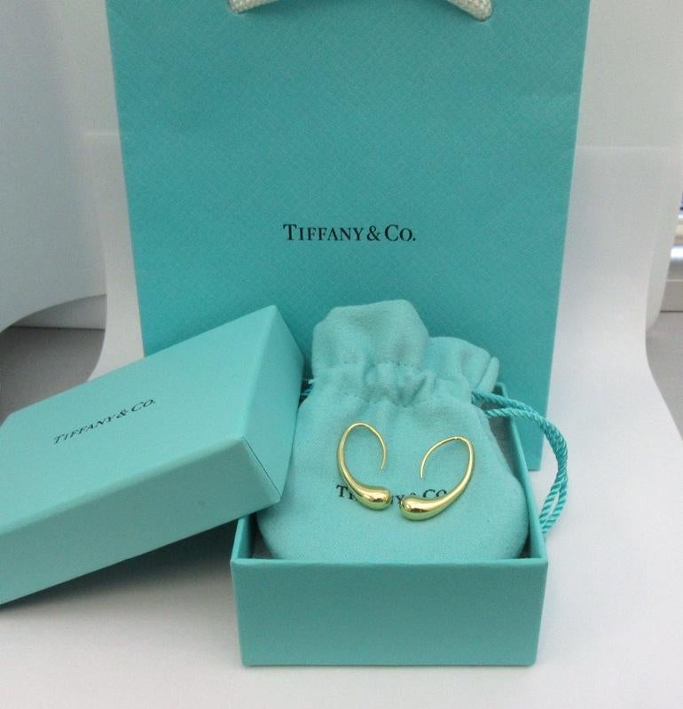 TIFFANY & Co. Elsa Peretti 18K Gold Teardrop Hoop Earrings 6