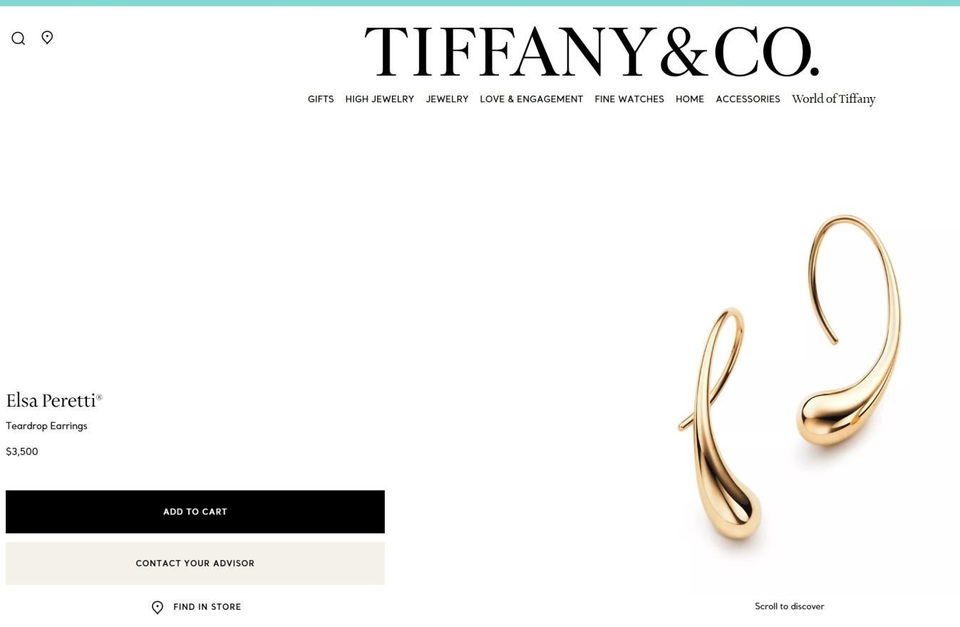 TIFFANY & Co. Orecchini a cerchio a goccia in oro 18 carati Elsa Peretti in vendita 5