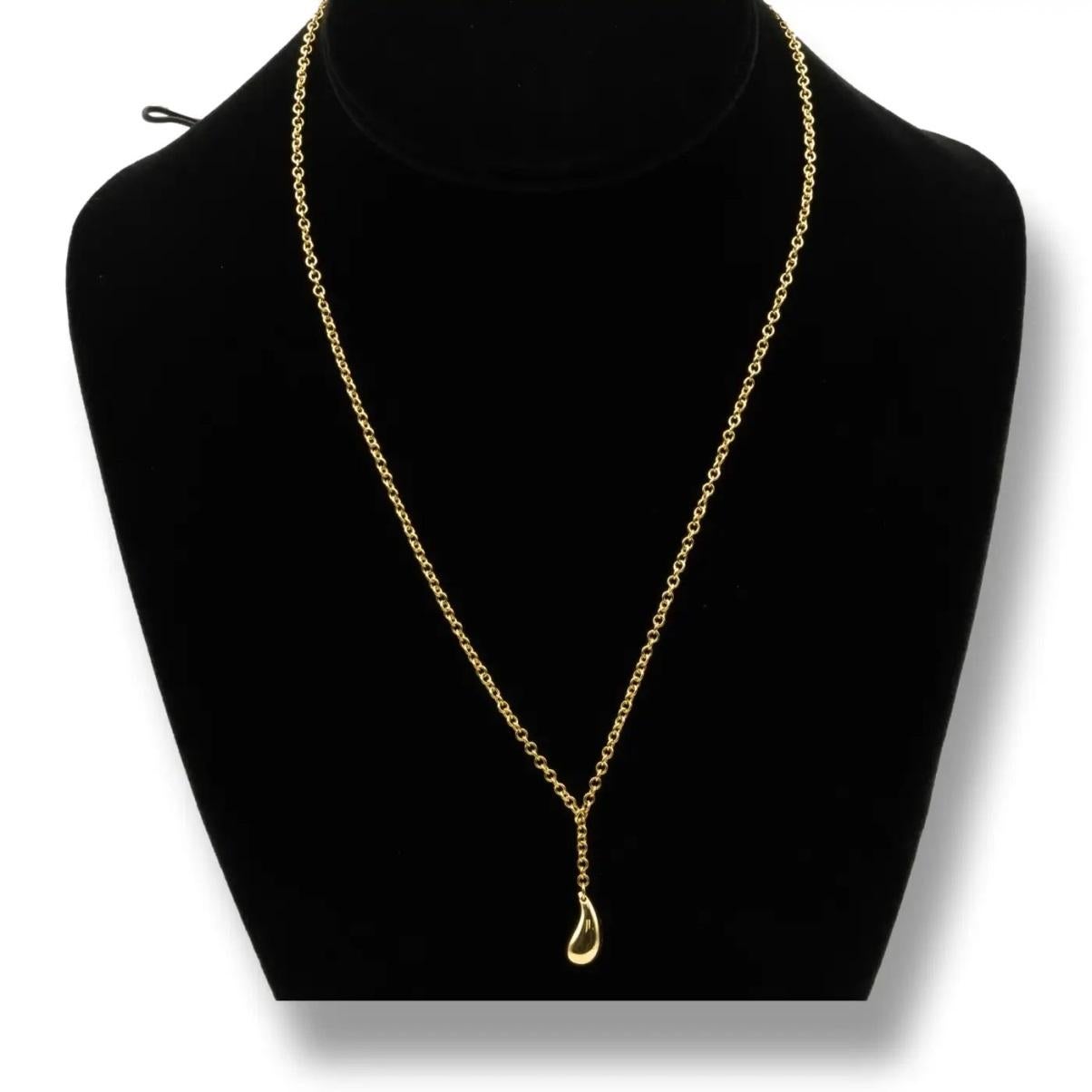 TIFFANY & Co. Elsa Peretti 18K Gold Teardrop Lariat Pendant Necklace For Sale 6