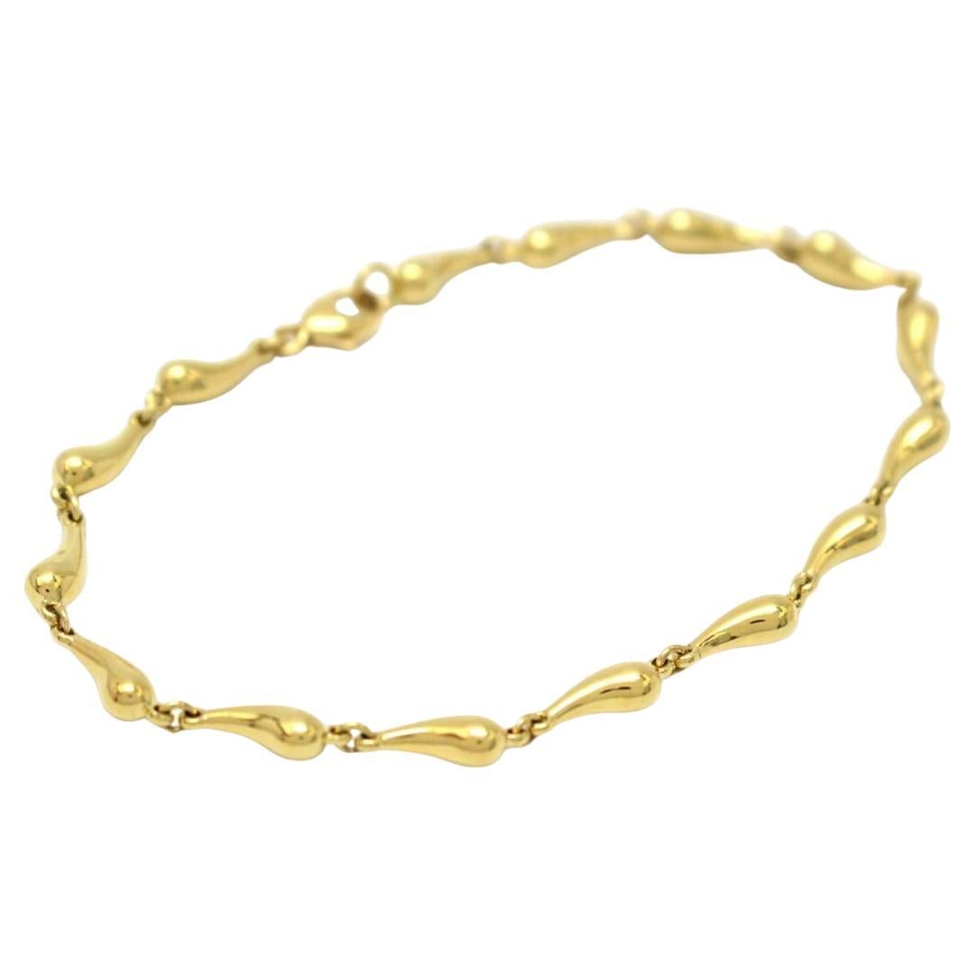 TIFFANY & Co. Elsa Peretti 18K Gold Teardrop Link Bracelet 6.75"
