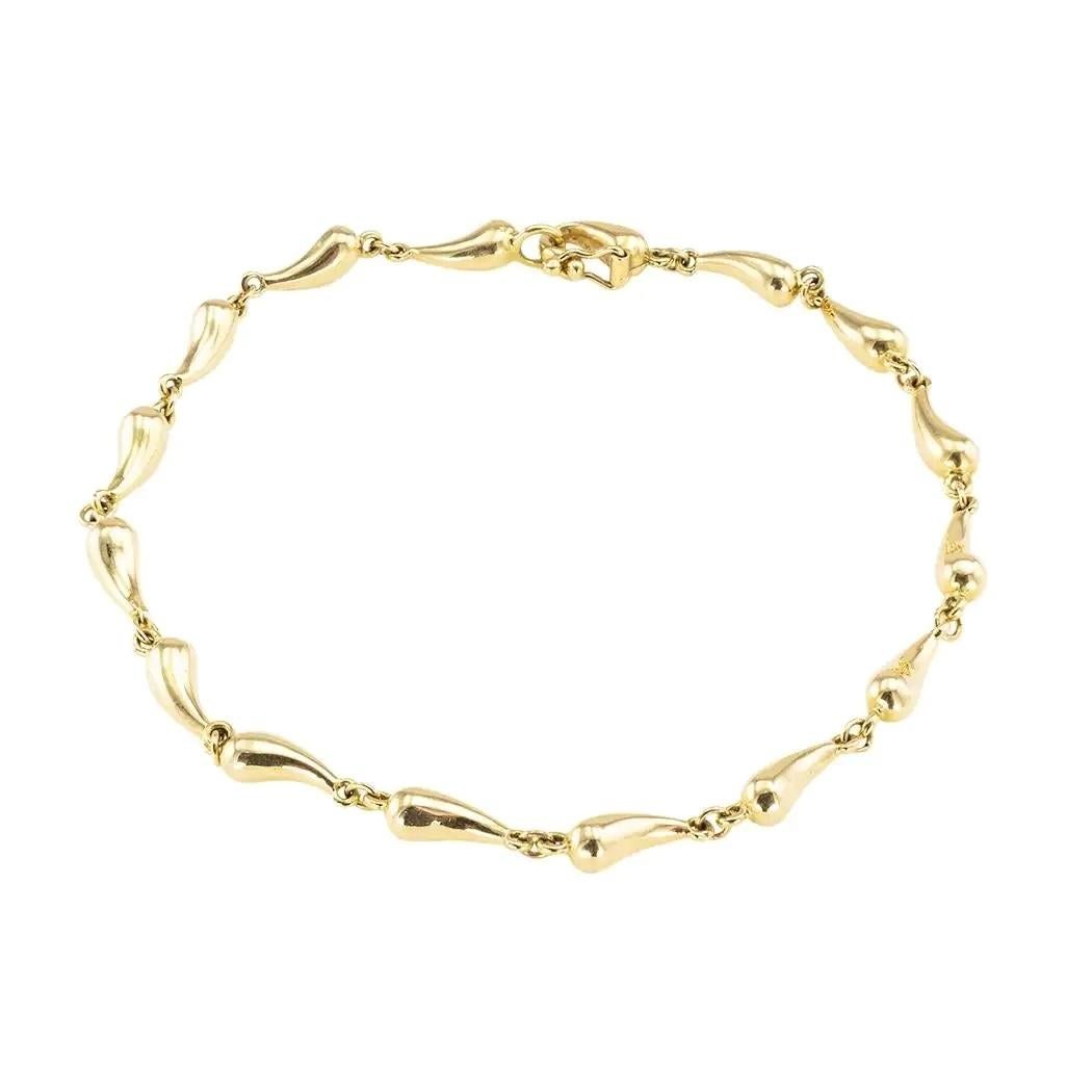 TIFFANY & Co. Elsa Peretti 18K Gold Teardrop Link Bracelet 7