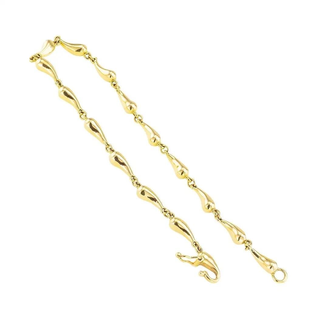 TIFFANY & Co. Elsa Peretti 18K Gold Teardrop Link Bracelet 7
