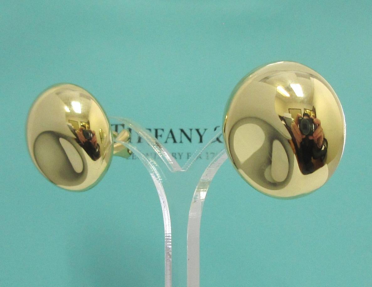 TIFFANY & Co. Elsa Peretti 18 Karat Gold Ohrringe mit Daumendruck Damen im Angebot