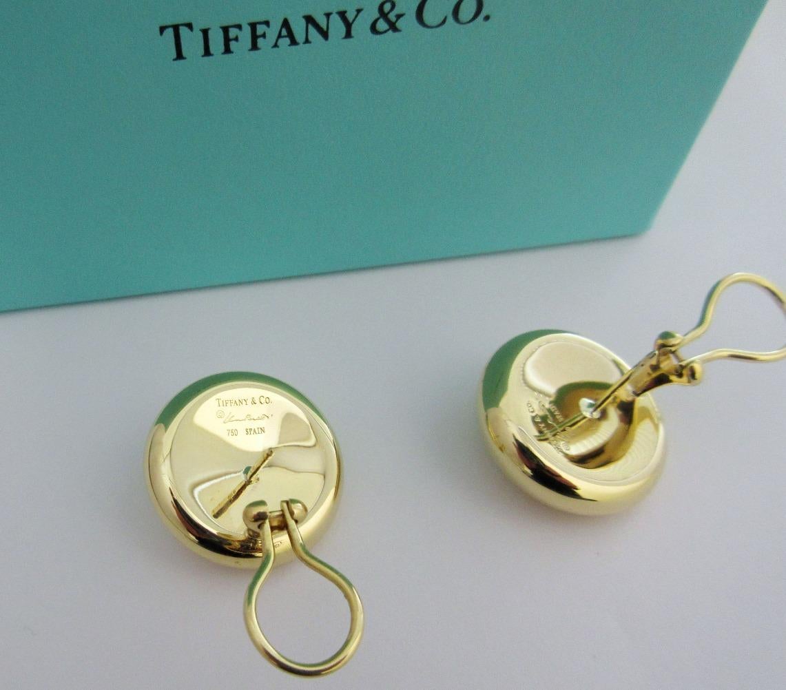 TIFFANY & Co. Elsa Peretti 18 Karat Gold Ohrringe mit Daumendruck im Angebot 4