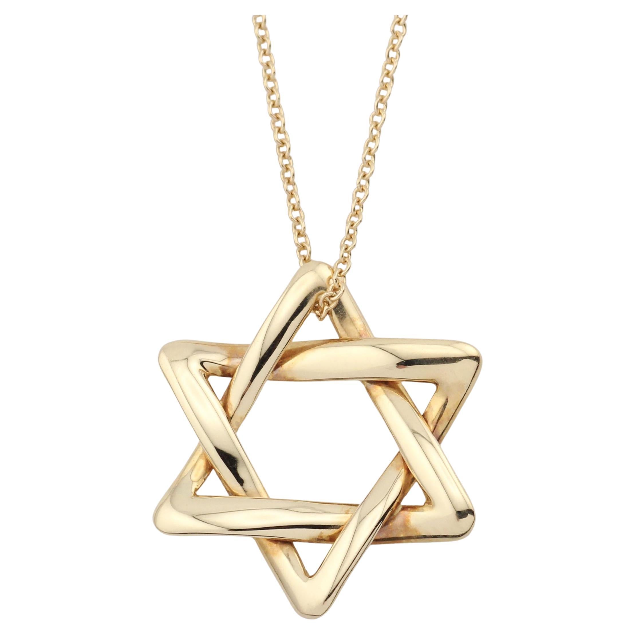 Tiffany & Co. Elsa Peretti, collana lunga con ciondolo a forma di stella di David in oro 18 carati XLarge