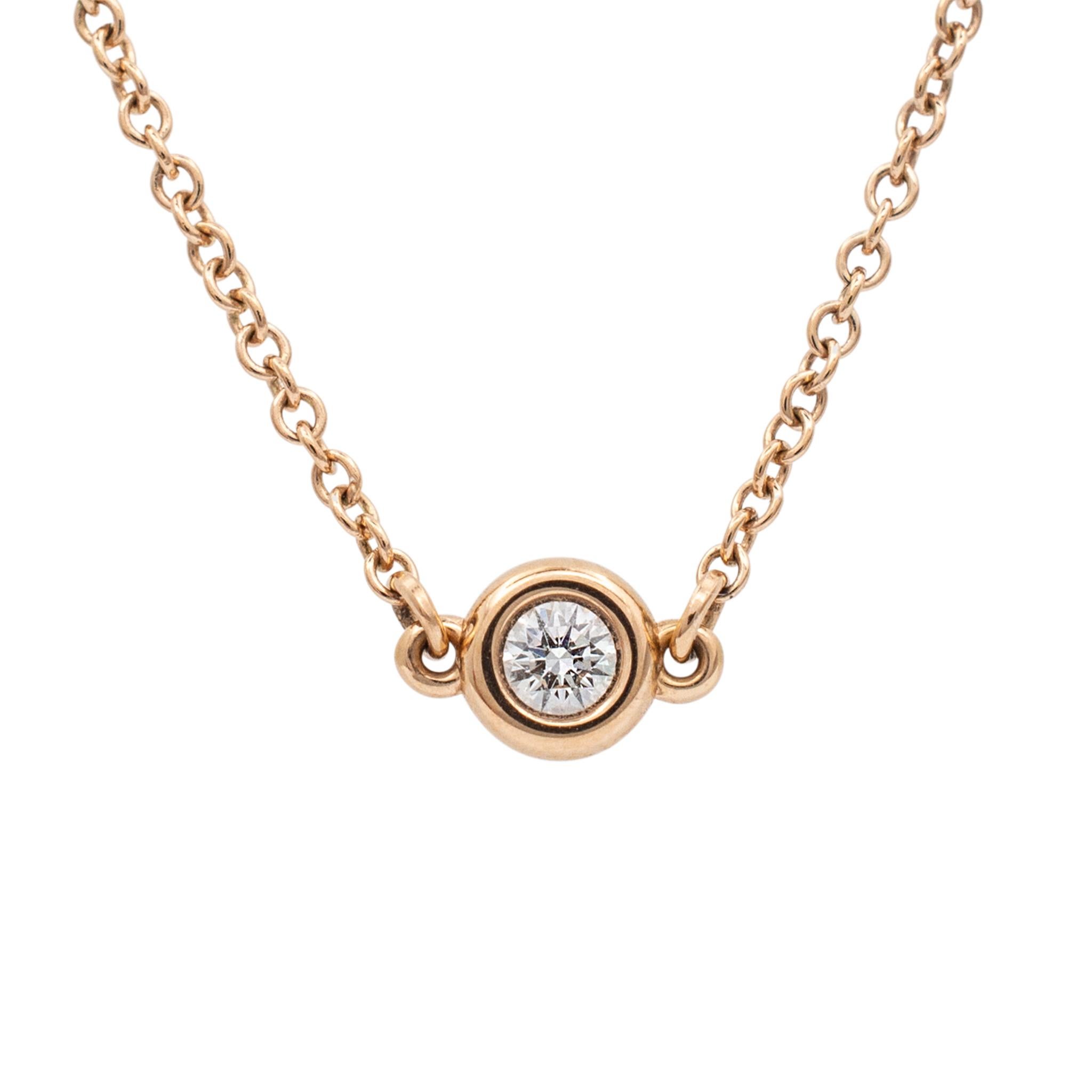 Brand: Tiffany & Co.

Gender: Ladies

Metal Type: 18K Rose Gold

Length: 32.00 inches

Width: 1.20 mm

Weight: 5.44 grams

Ladies 18K rose gold opera, diamond necklace. The metal was tested and determined to be 18K rose gold. Engraved with 