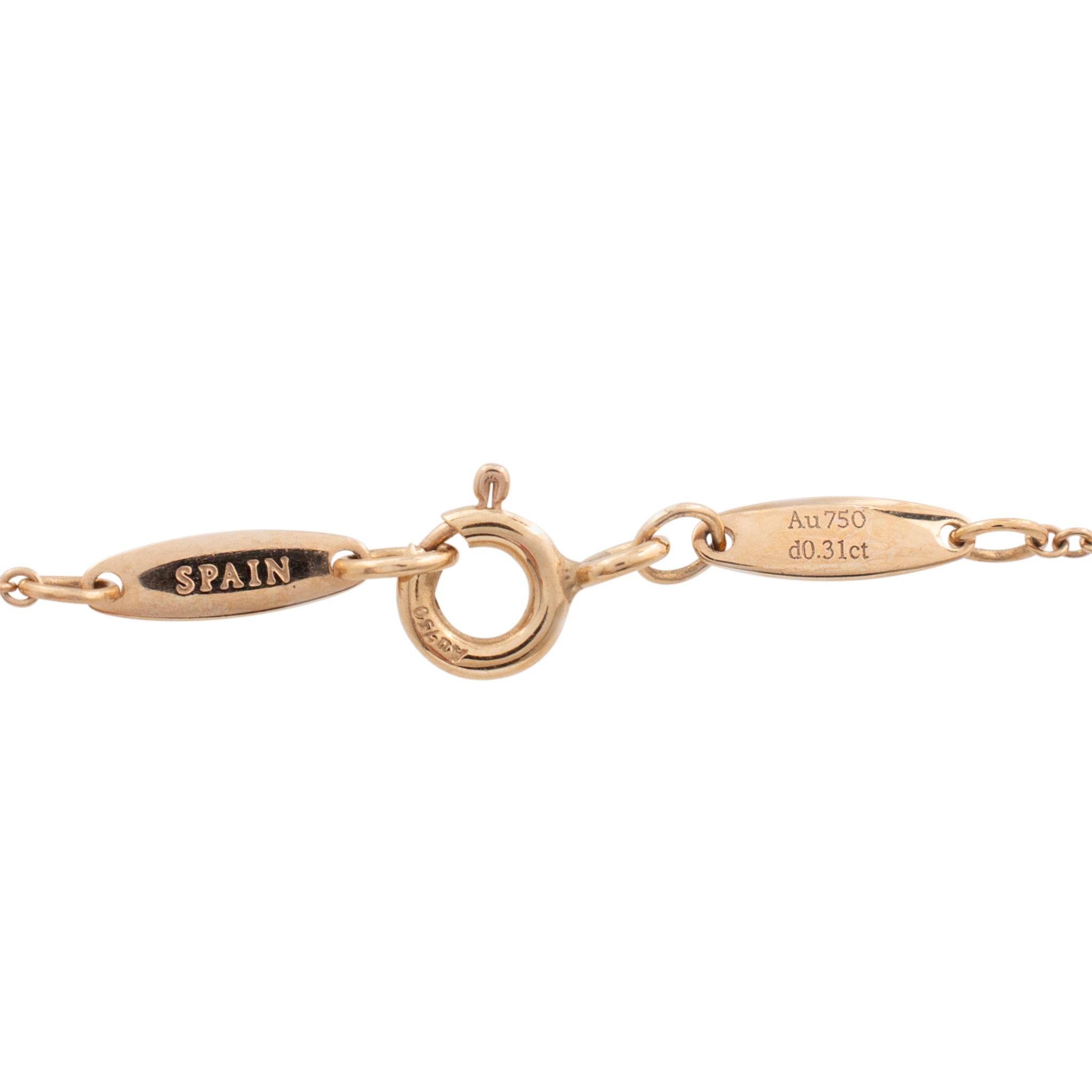 Round Cut Tiffany & Co. Elsa Peretti 18K Rose Gold Diamonds By The Yard Sprinkle Necklace For Sale