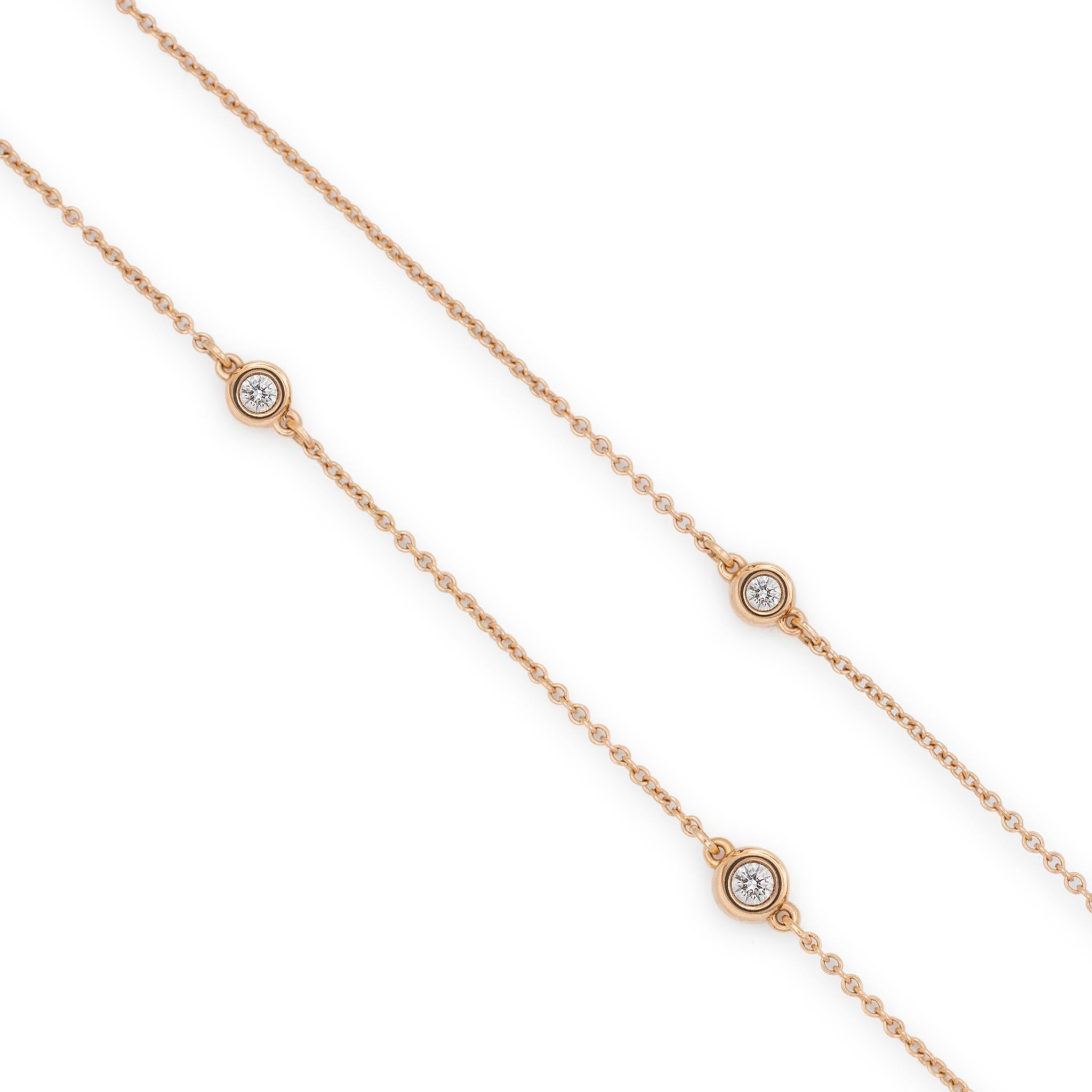 Women's Tiffany & Co. Elsa Peretti 18K Rose Gold Diamonds By The Yard Sprinkle Necklace For Sale