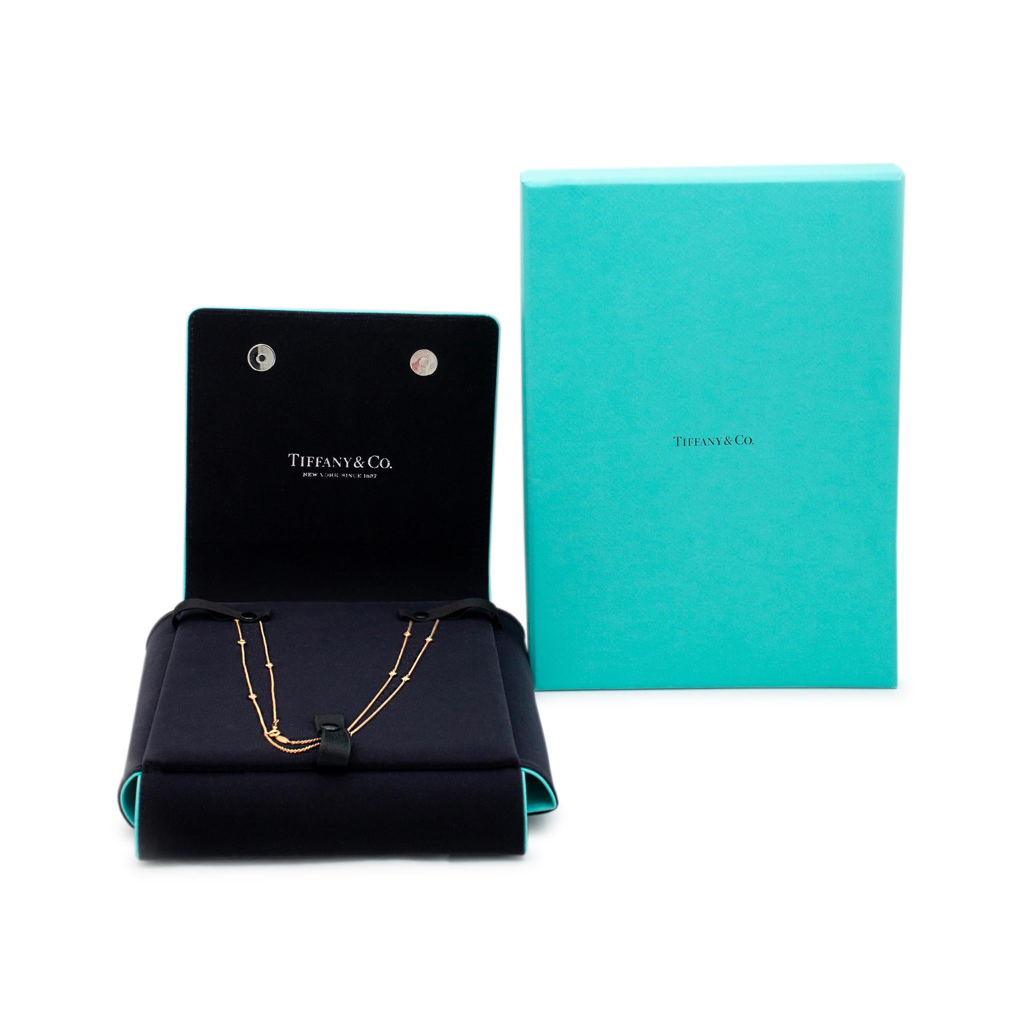 Tiffany & Co. Elsa Peretti 18K Rose Gold Diamonds By The Yard Sprinkle Necklace For Sale 1