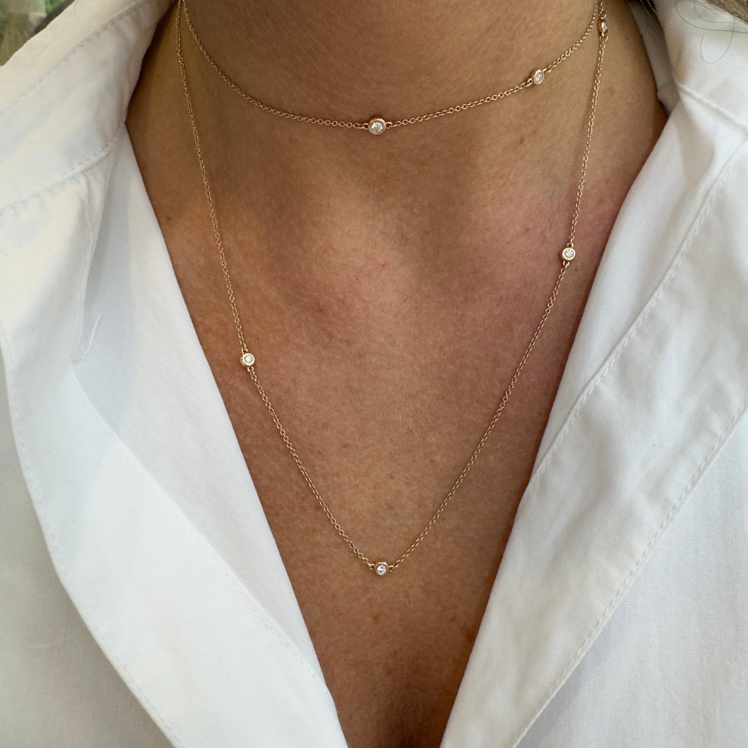 Tiffany & Co. Elsa Peretti 18K Rose Gold Diamonds By The Yard Sprinkle Necklace For Sale 2