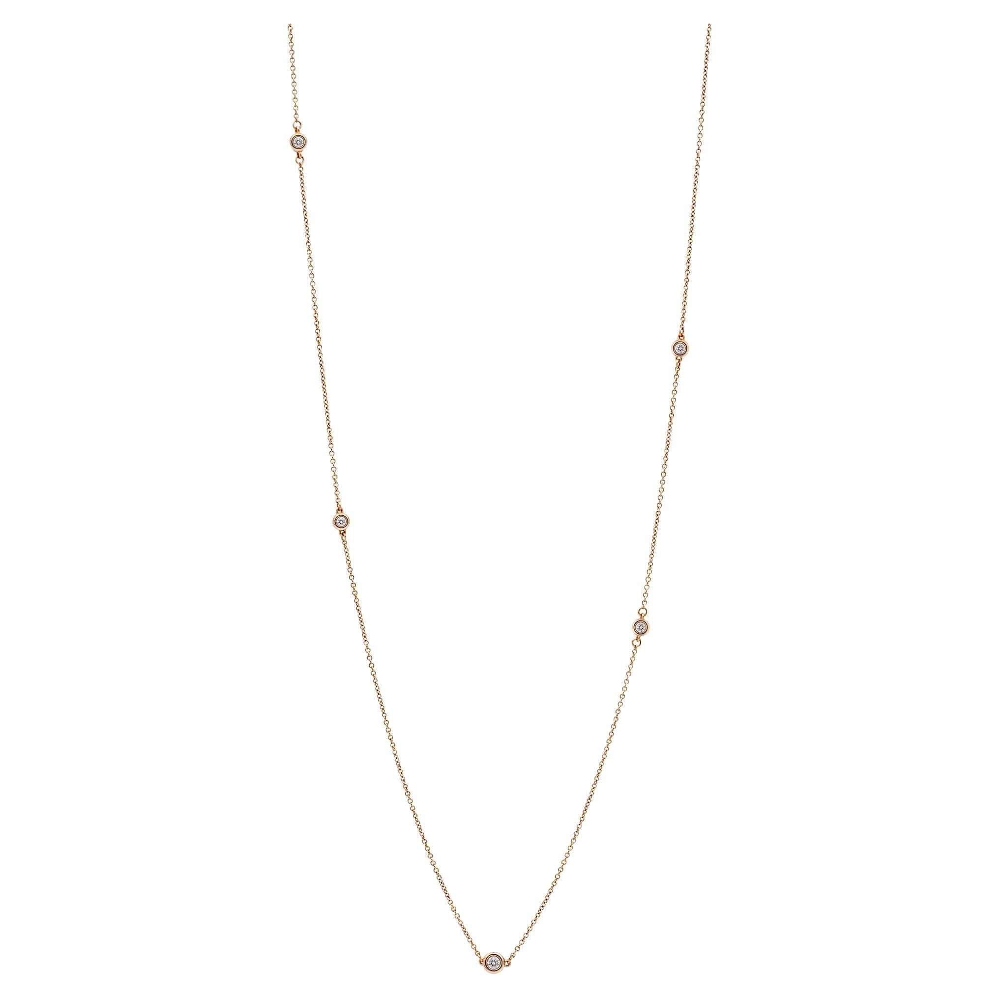 Tiffany & Co. Elsa Peretti 18K Rose Gold Diamonds By The Yard Sprinkle Necklace
