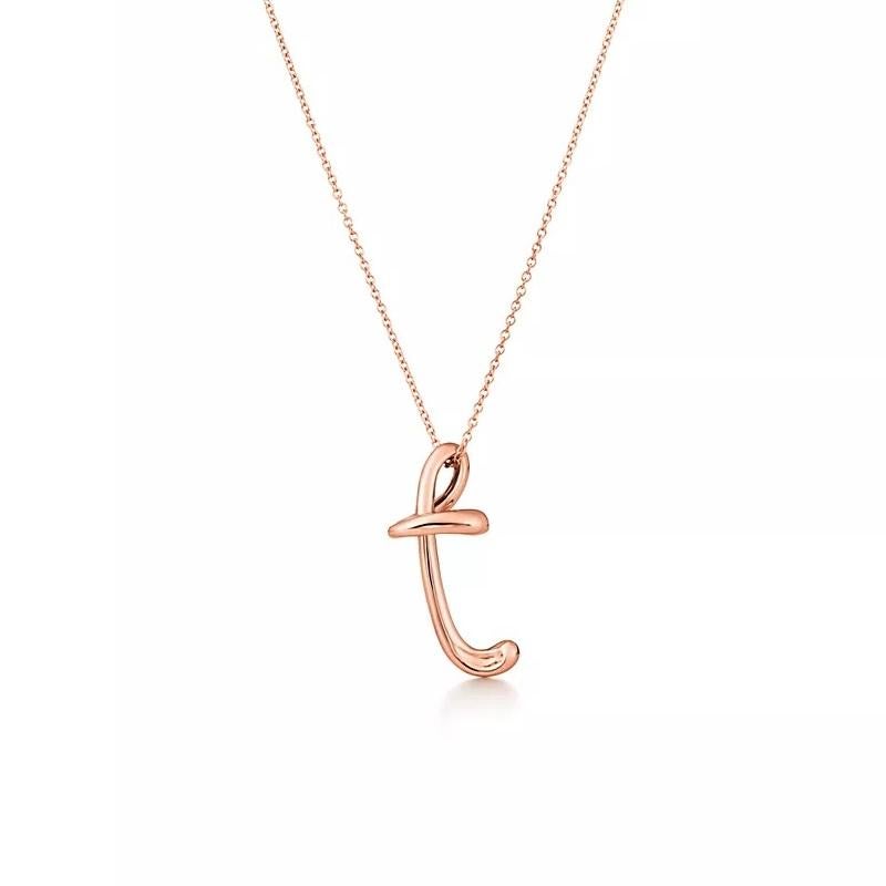 TIFFANY & Co. Elsa Peretti 18K Rose Gold Letter T Pendant Necklace
 
 Metal: 18K rose gold 
 Chain: 16