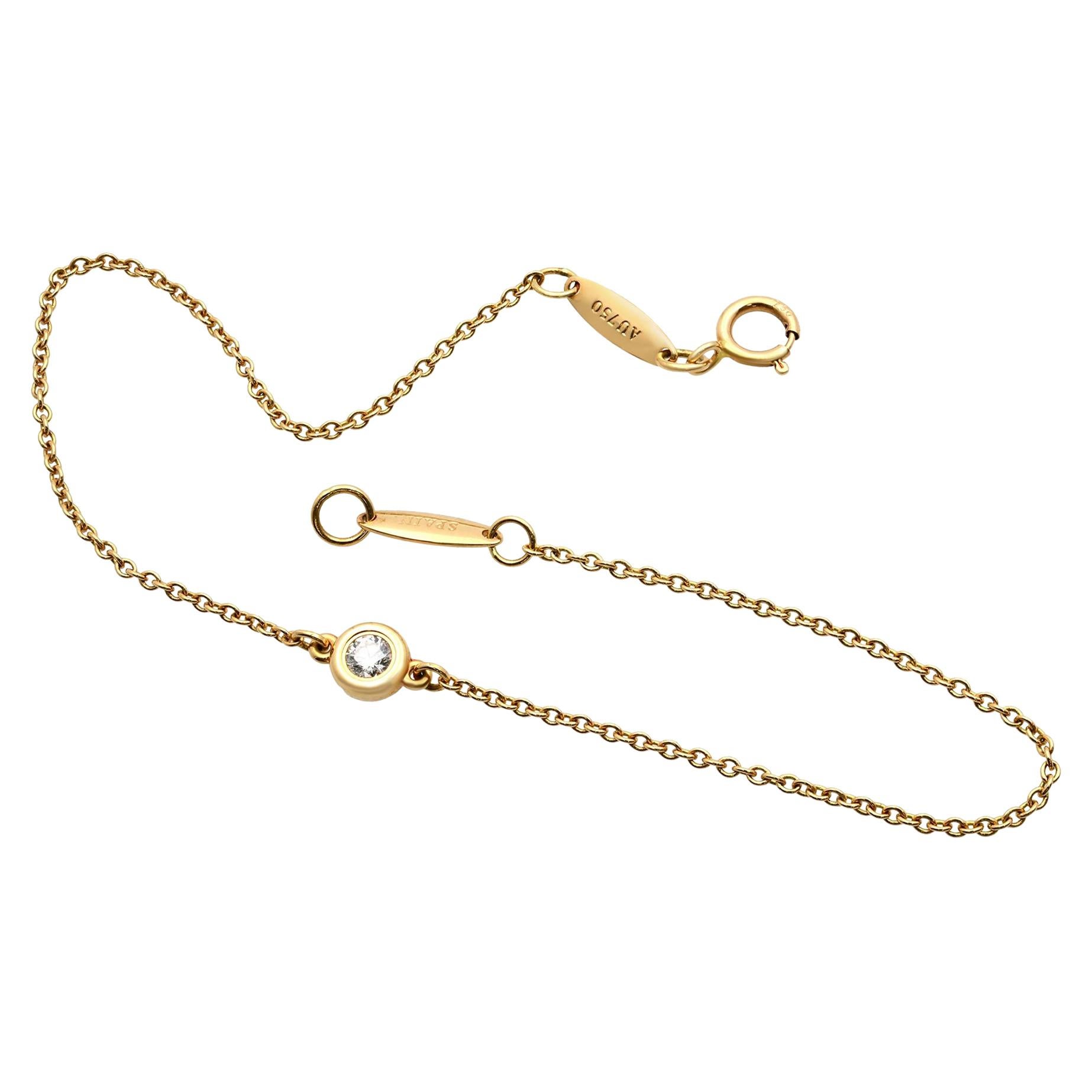 Tiffany & Co Elsa Peretti 18K Rose Gold Single Diamonds Bracelet 0.08cttw