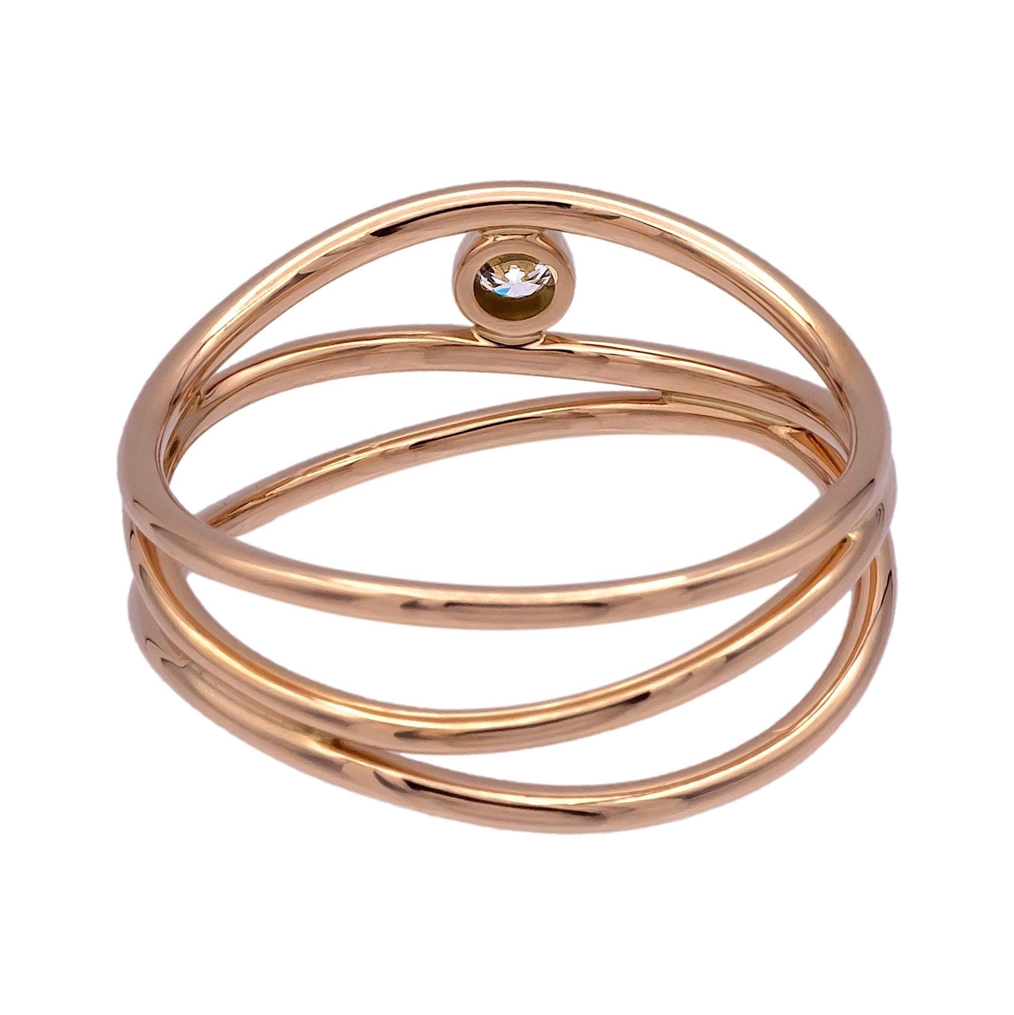 Tiffany & Co Elsa Peretti 18K Rose Gold Three-Row Diamond Band Ring Size 6.5 In Excellent Condition In New York, NY