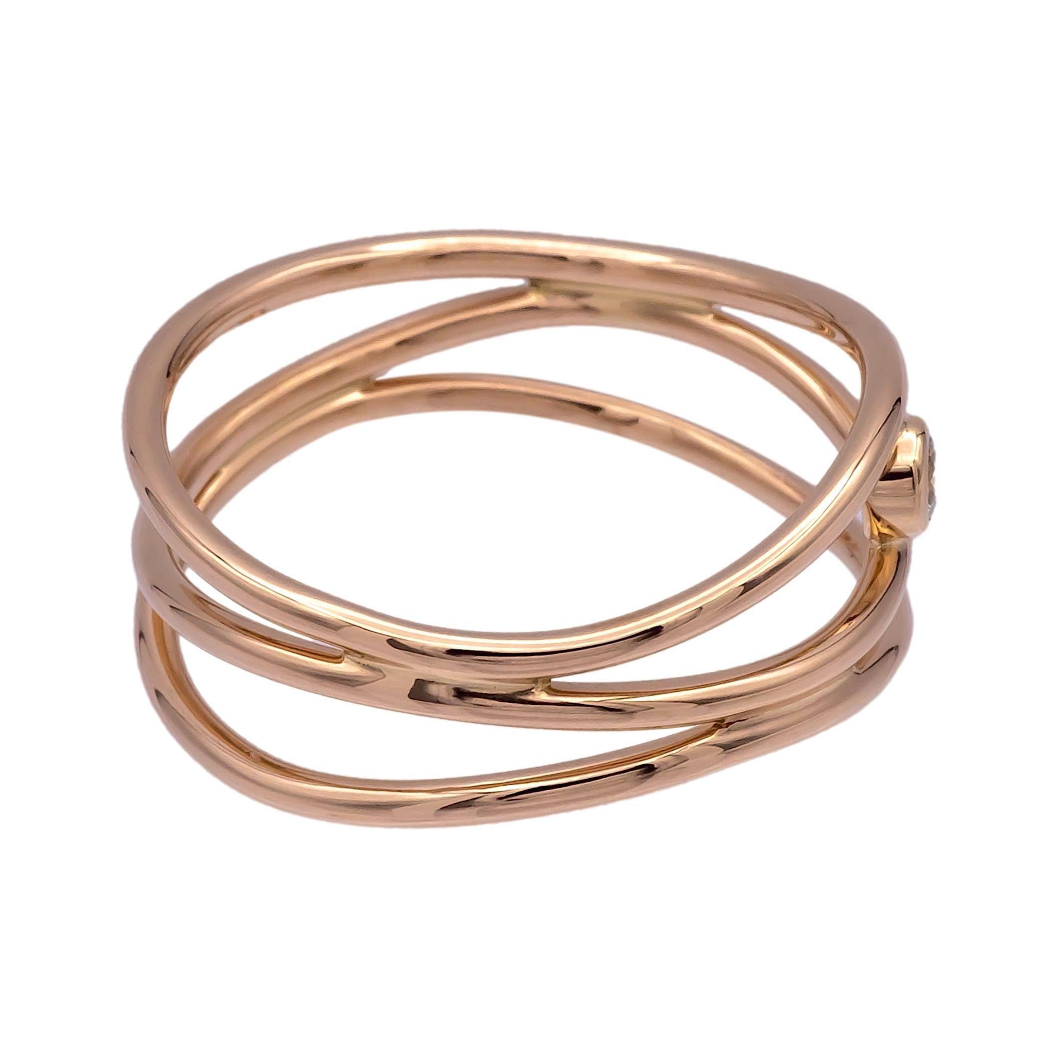 Women's Tiffany & Co Elsa Peretti 18K Rose Gold Three-Row Diamond Band Ring Size 6.5