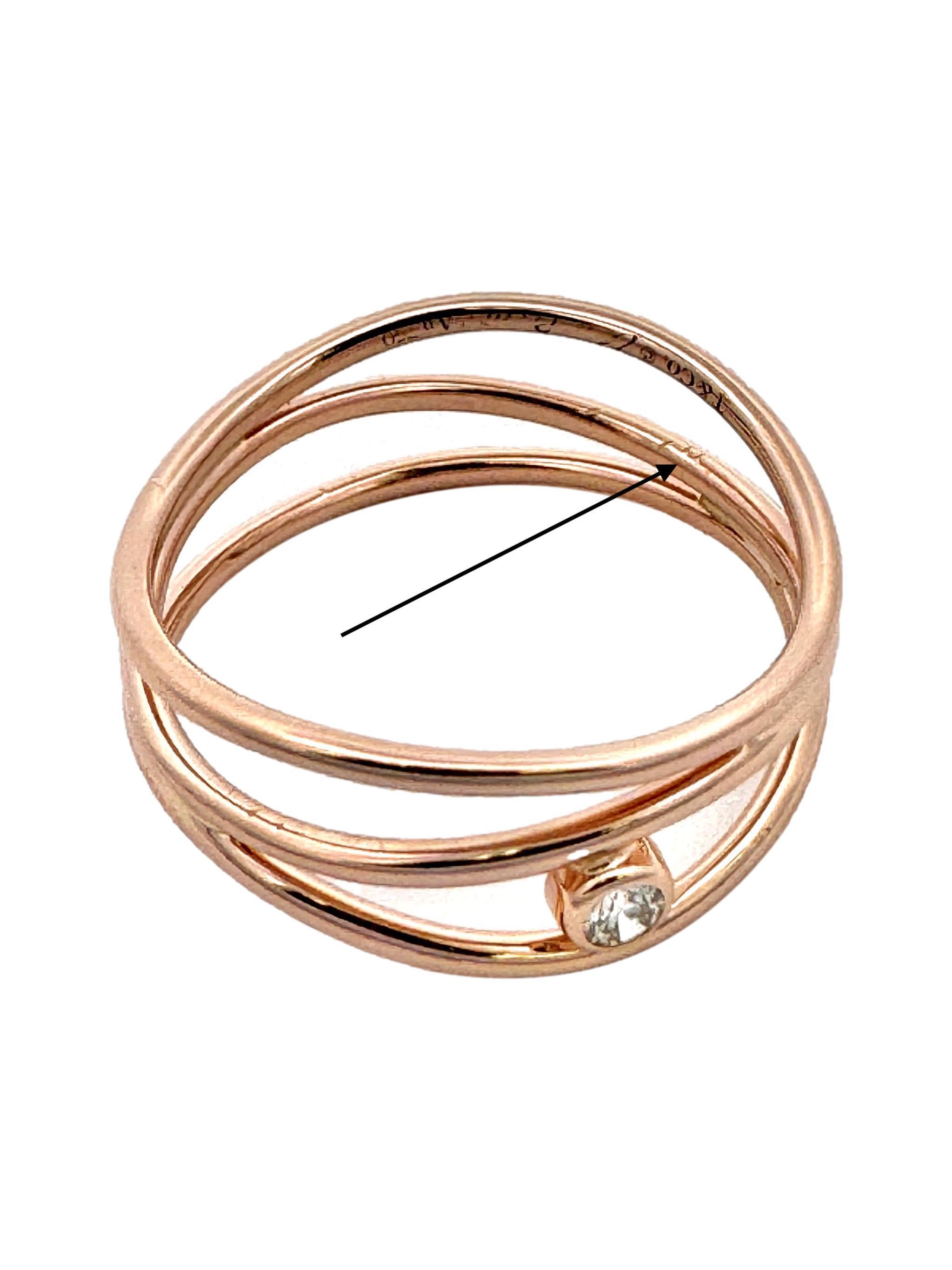 Tiffany & Co Elsa Peretti 18K Rose Gold Three-Row Diamond Band Ring Size 6.5 3