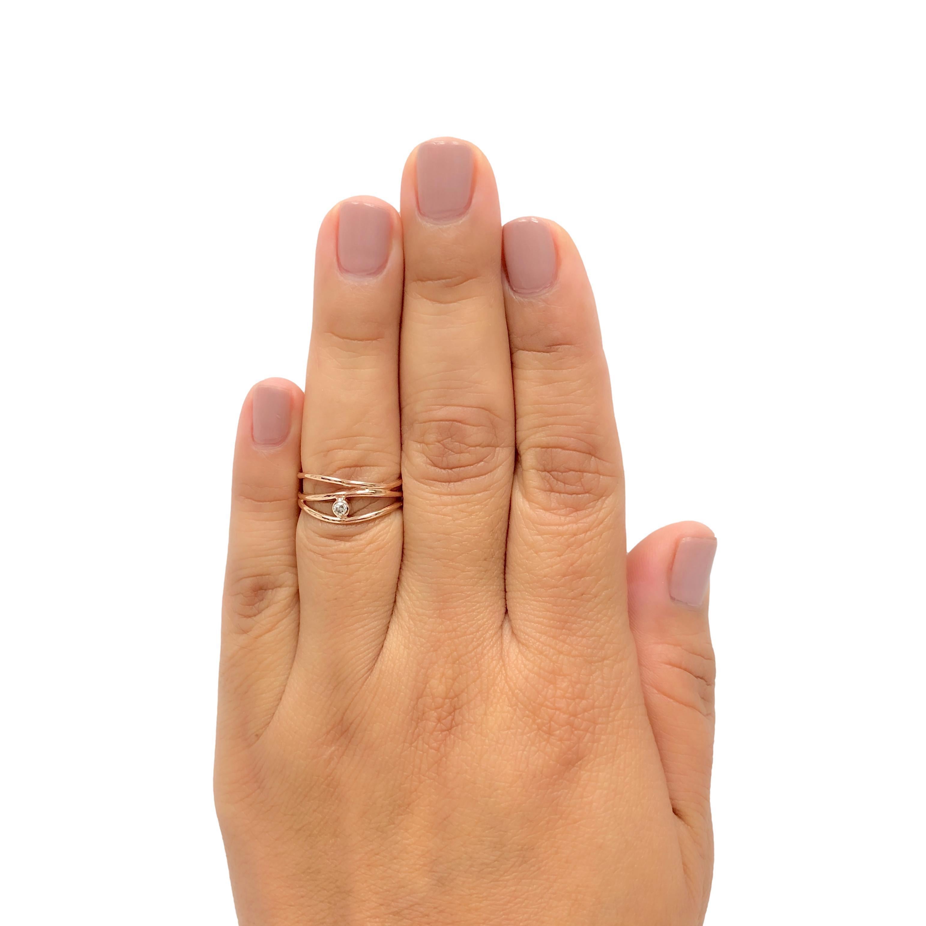 Tiffany & Co Elsa Peretti 18K Rose Gold Three-Row Diamond Band Ring Size 6.5 4