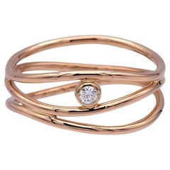 Anneau Elsa Peretti pour Tiffany & Co, en or rose 18 carats à trois rangées de diamants, taille 6,5