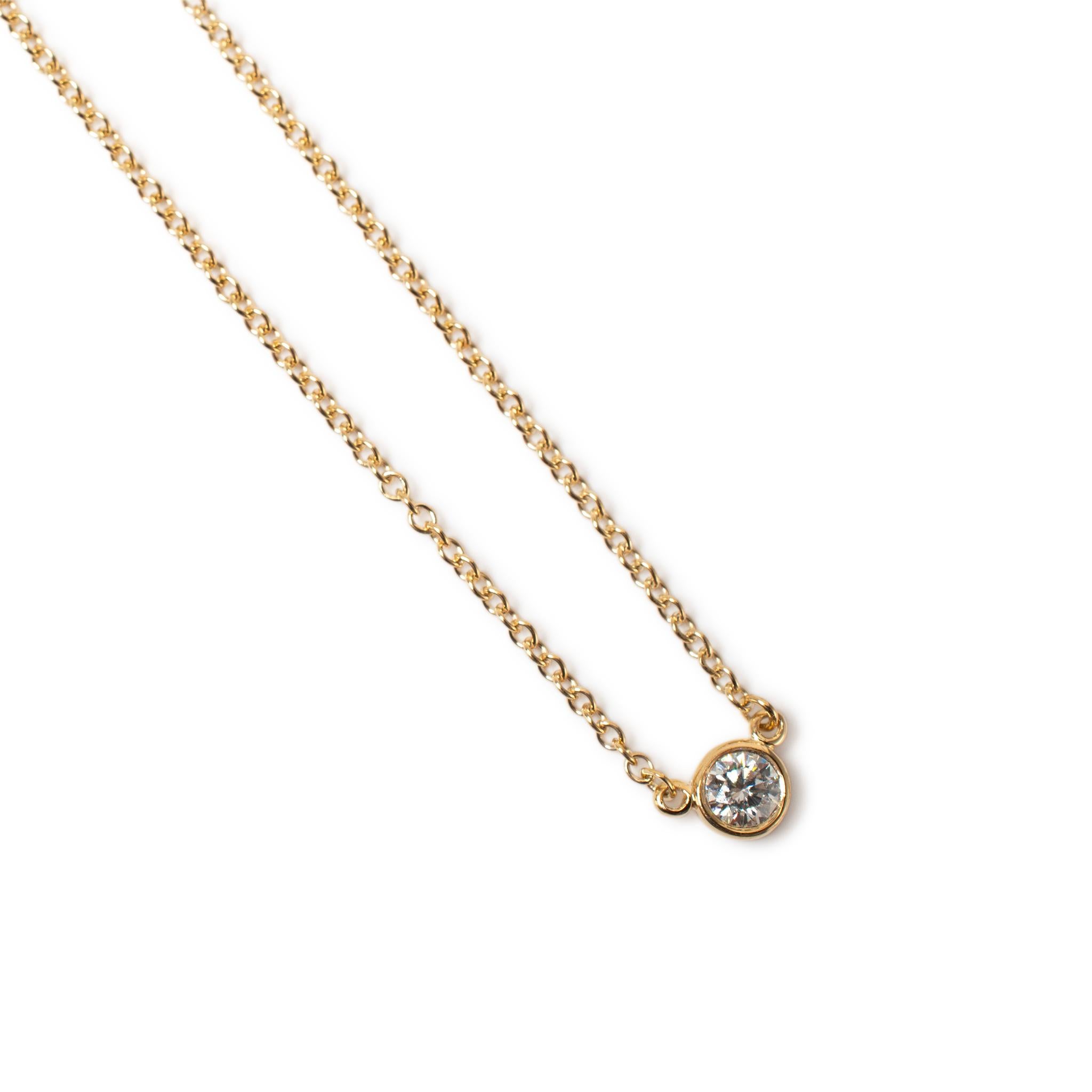 Tiffany & Co. Collar con Colgante de Diamante Elsa Peretti Amarillo de 18 quilates 0,12 ct Corte redondo en venta