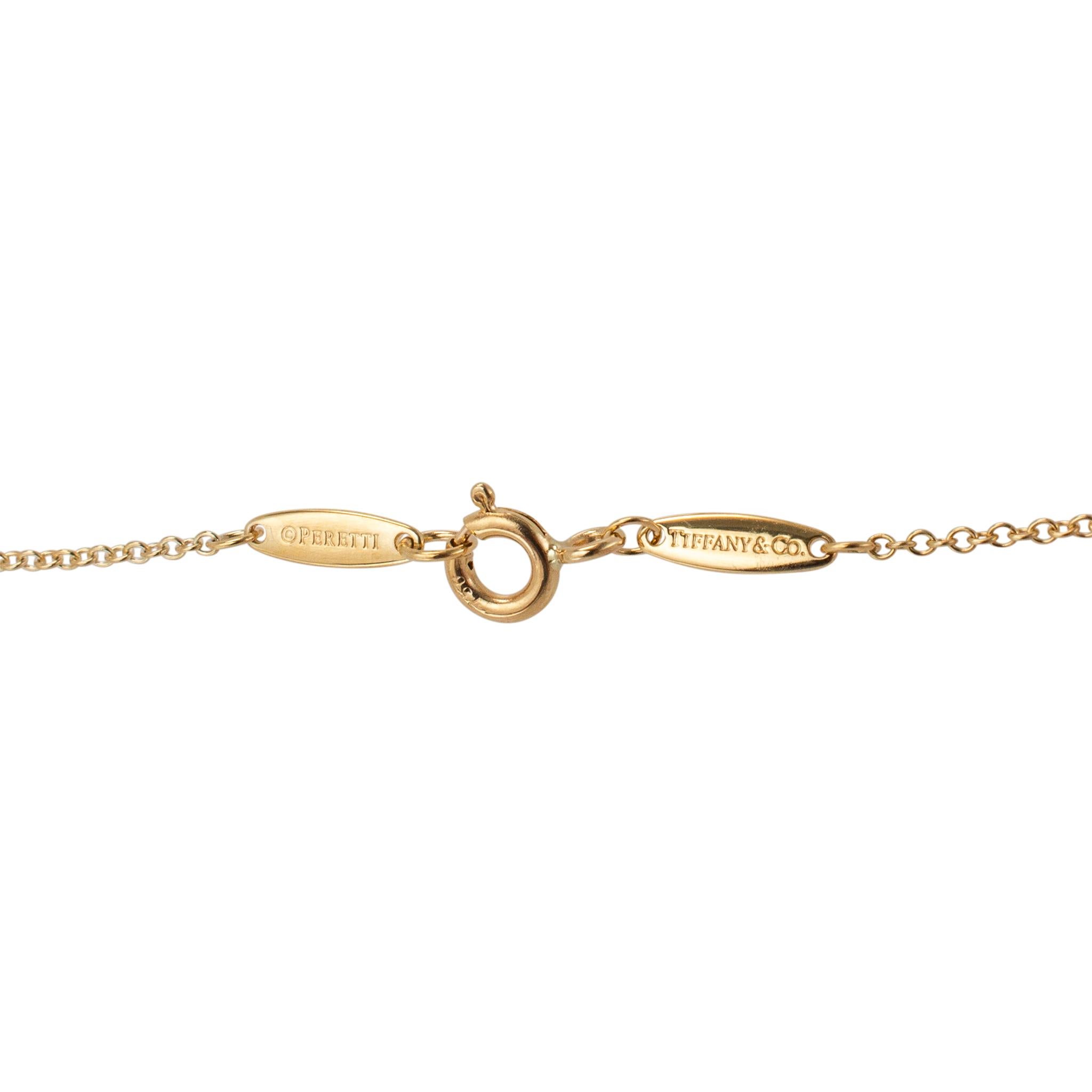 Tiffany & Co. Collar con Colgante de Diamante Elsa Peretti Amarillo de 18 quilates 0,12 ct en Excelente estado para la venta en Houston, TX