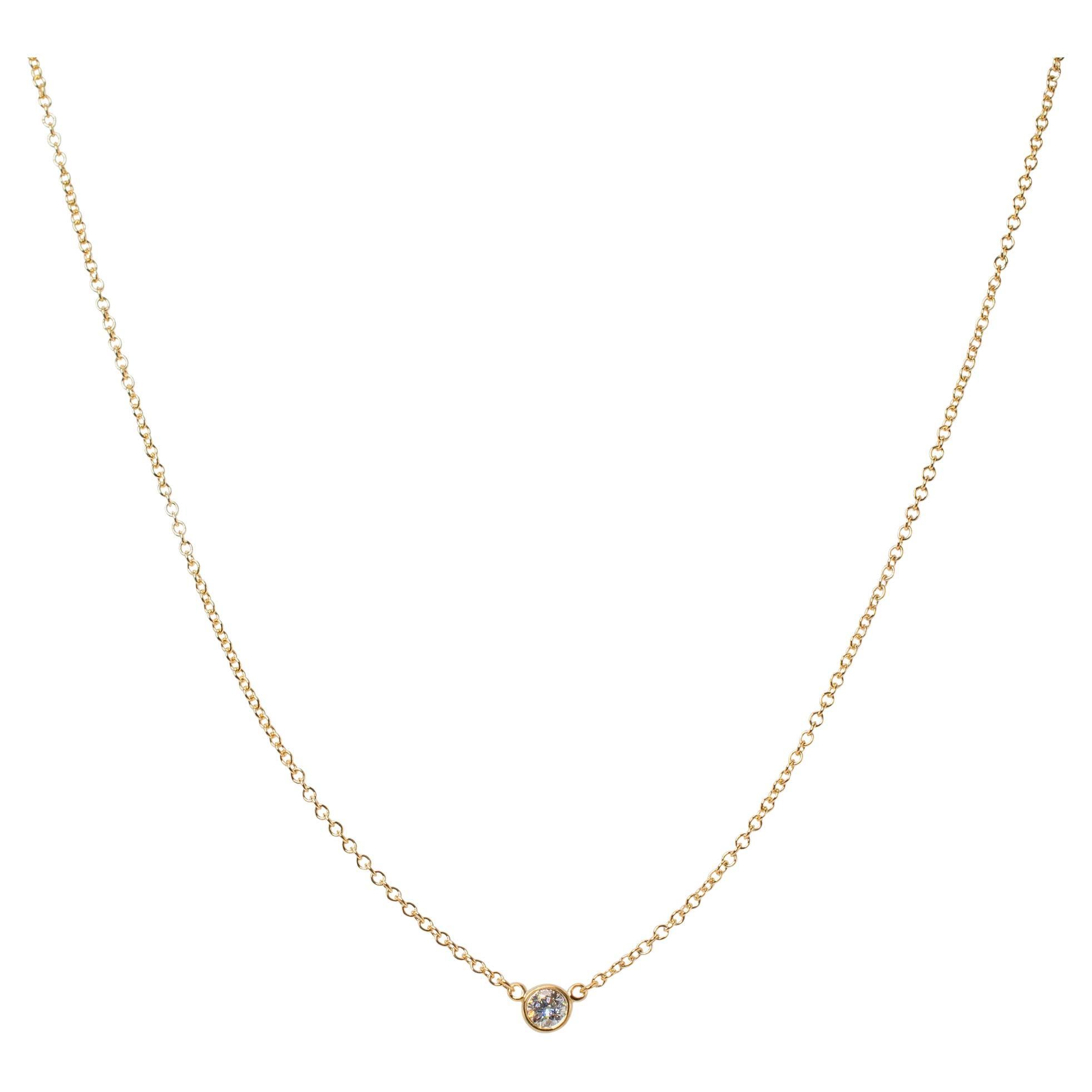 Tiffany & Co. Collar con Colgante de Diamante Elsa Peretti Amarillo de 18 quilates 0,12 ct en venta