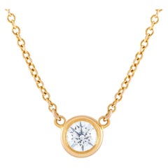 Tiffany & Co. Elsa Peretti, collier solitaire en or jaune 18 carats avec diamants de 0,30 carat