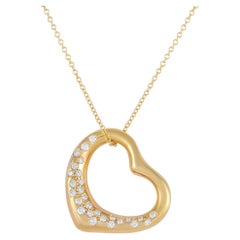 Tiffany & Co. Elsa Peretti Herz-Halskette aus 18 Karat Gelbgold mit 0,55 Karat Diamanten