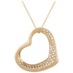 Tiffany & Co. Elsa Peretti 18K Yellow Gold 0.75 Carat Diamond Heart Necklace