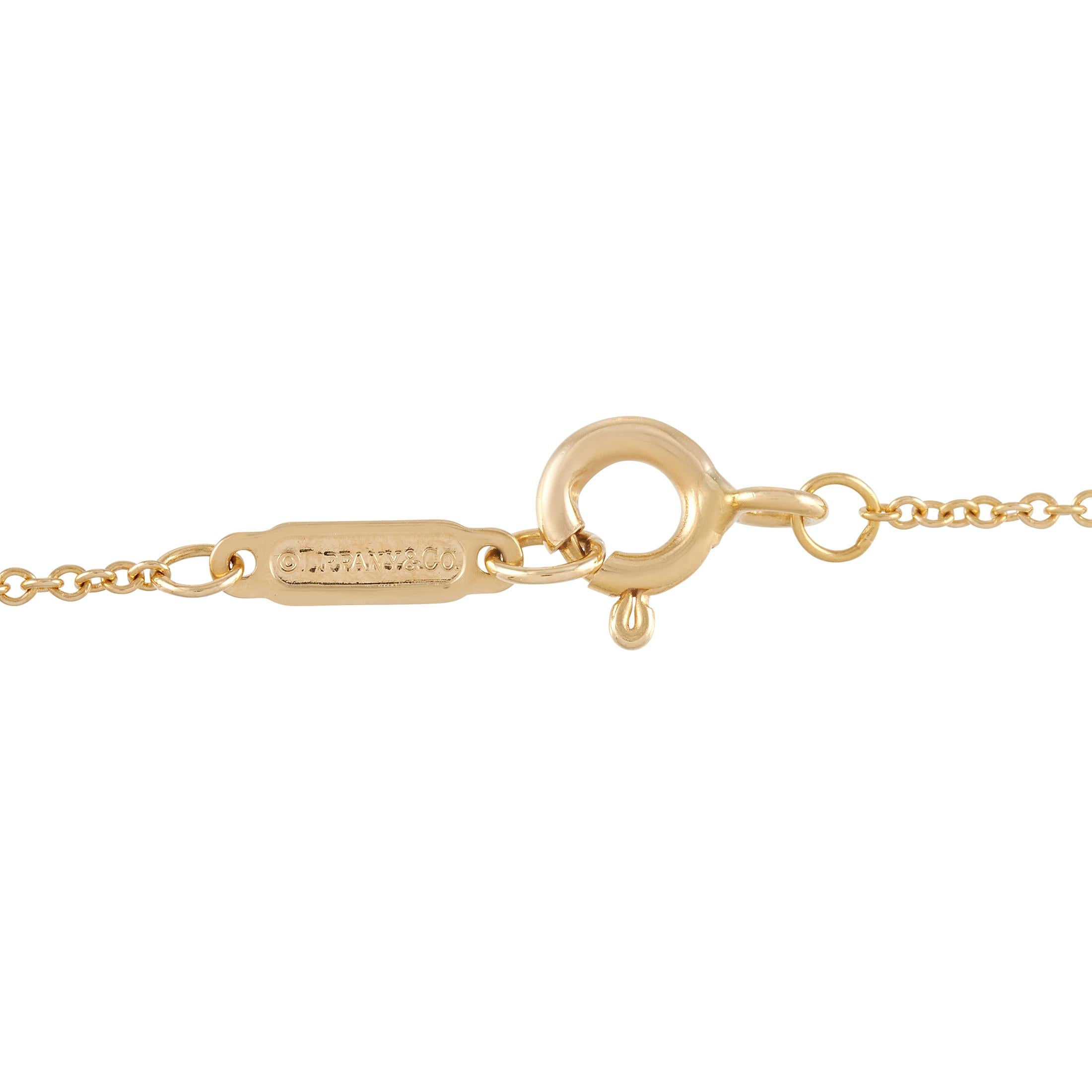 Round Cut Tiffany & Co. Elsa Peretti 18K Yellow Gold 0.75 Carat Diamond Heart Necklace
