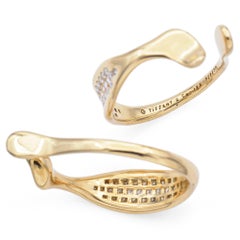 Tiffany & Co Elsa Peretti 18K Yellow Gold 0.89TCW Diamond Ear Lobe Cuff Earrings