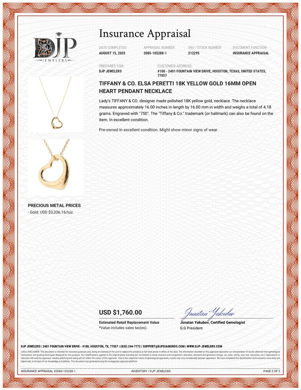 Tiffany & Co. Elsa Peretti 18K Yellow Gold 16MM Open Heart Pendant Necklace For Sale 6