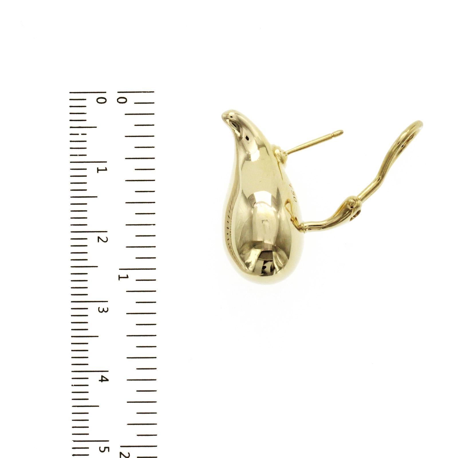 Tiffany & Co, Elsa Peretti: 18 Karat Gelbgold große Tropfenohrringe mit 21,1 Gramm für Damen oder Herren