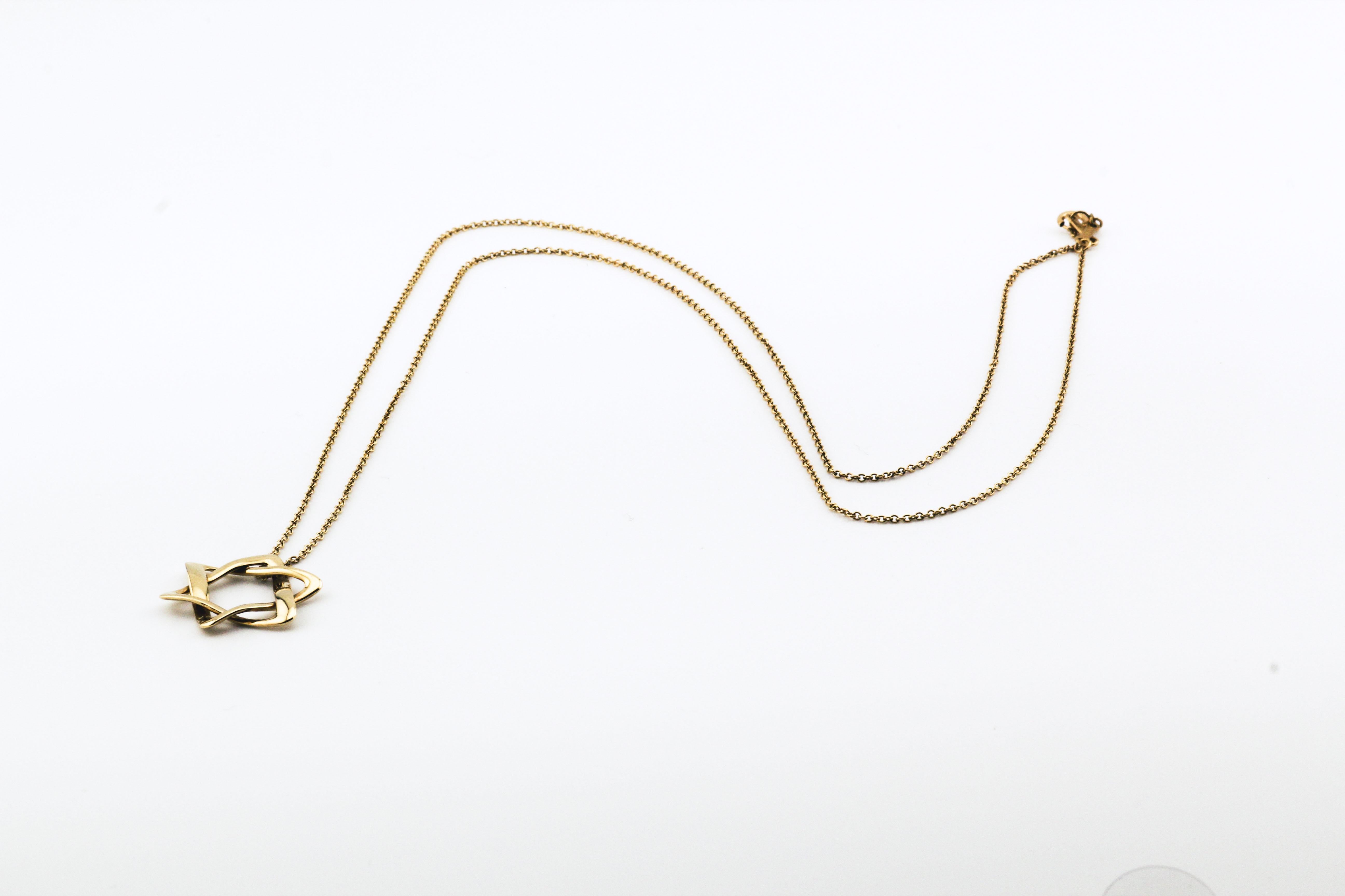 Tiffany & Co. Elsa Peretti 18K Yellow Gold 22 mm Star of David Pendant Necklace In Good Condition In Simpsonville, SC