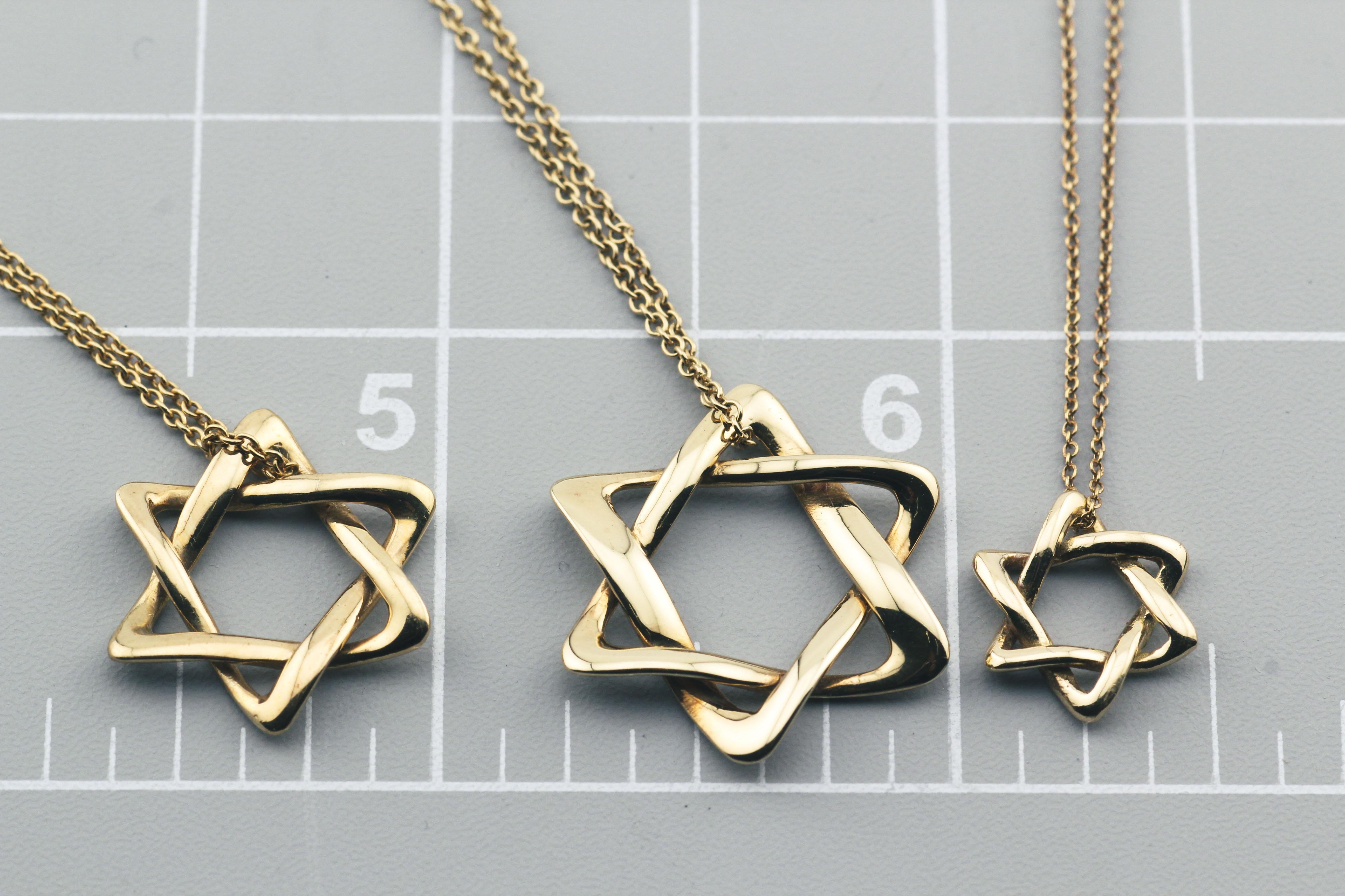 Tiffany & Co. Elsa Peretti 18K Yellow Gold 22 mm Star of David Pendant Necklace 2