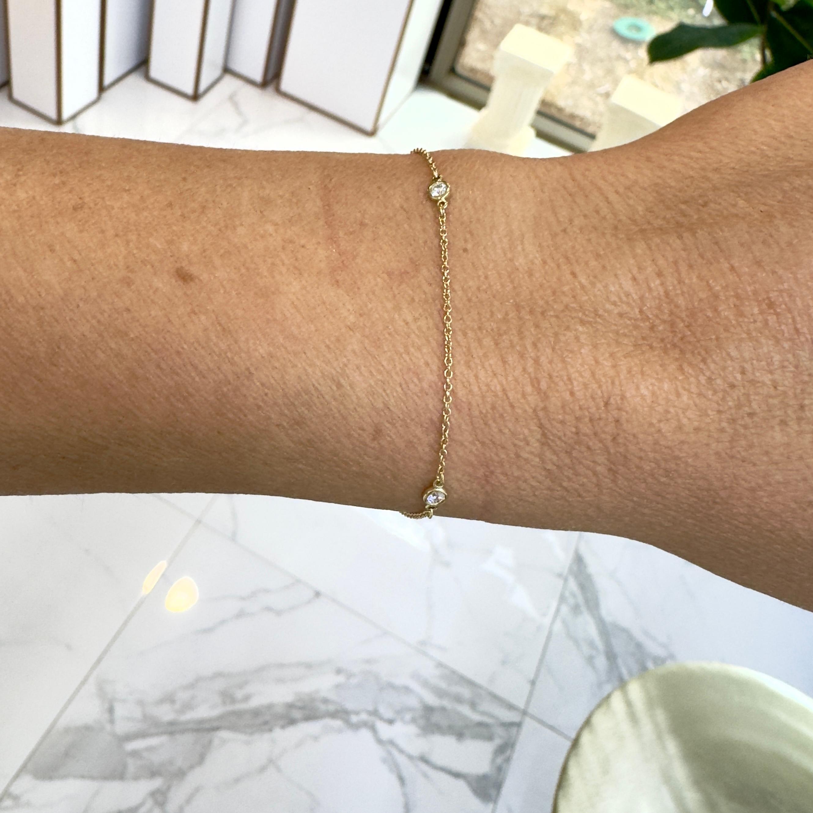 Tiffany & Co. Elsa Peretti 18K Gelbgold 3 Diamanten pro Yard Armband im Angebot 2