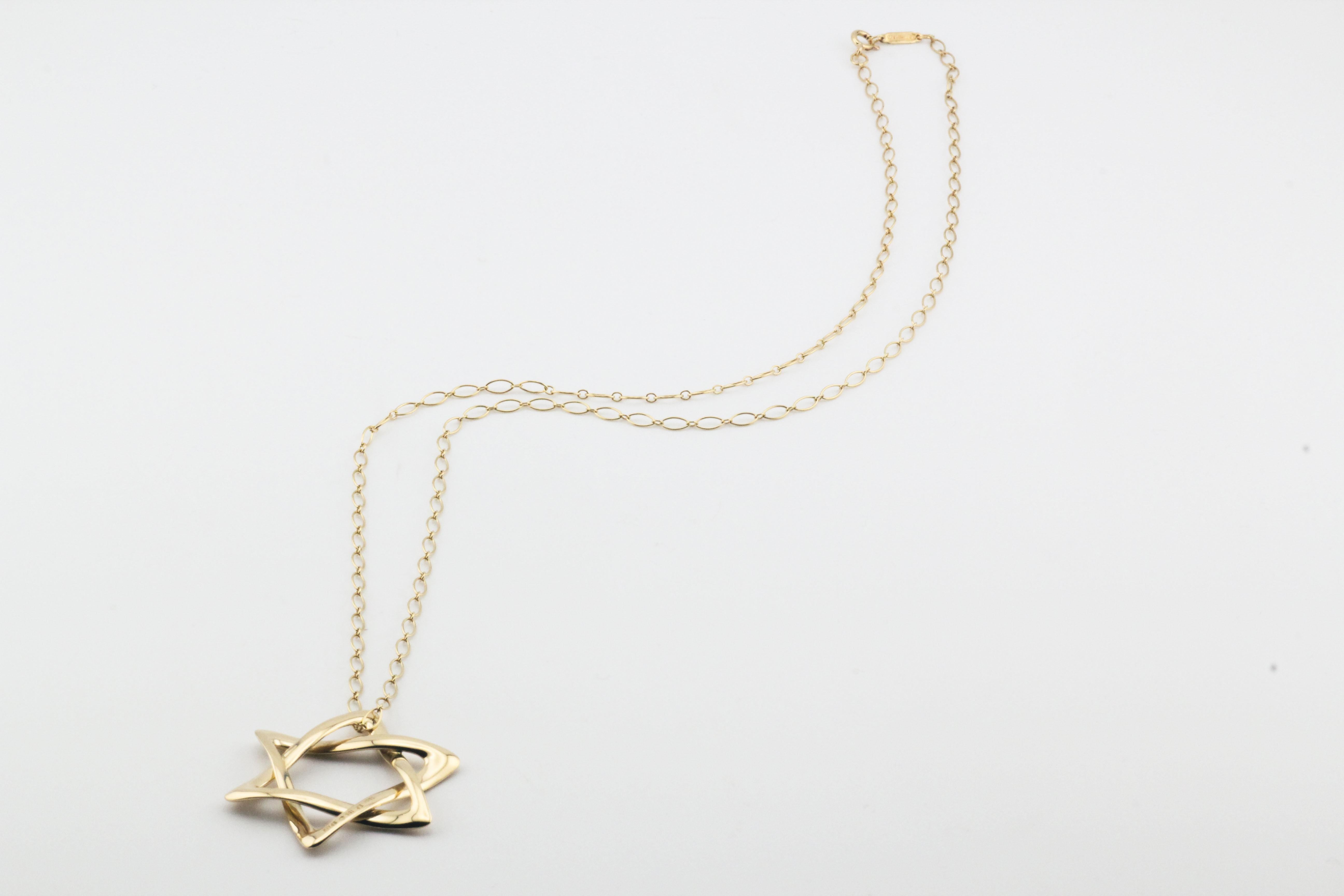 Tiffany & Co. Elsa Peretti, collier long étoile de David en or jaune 18 carats, 40 mm en vente 2