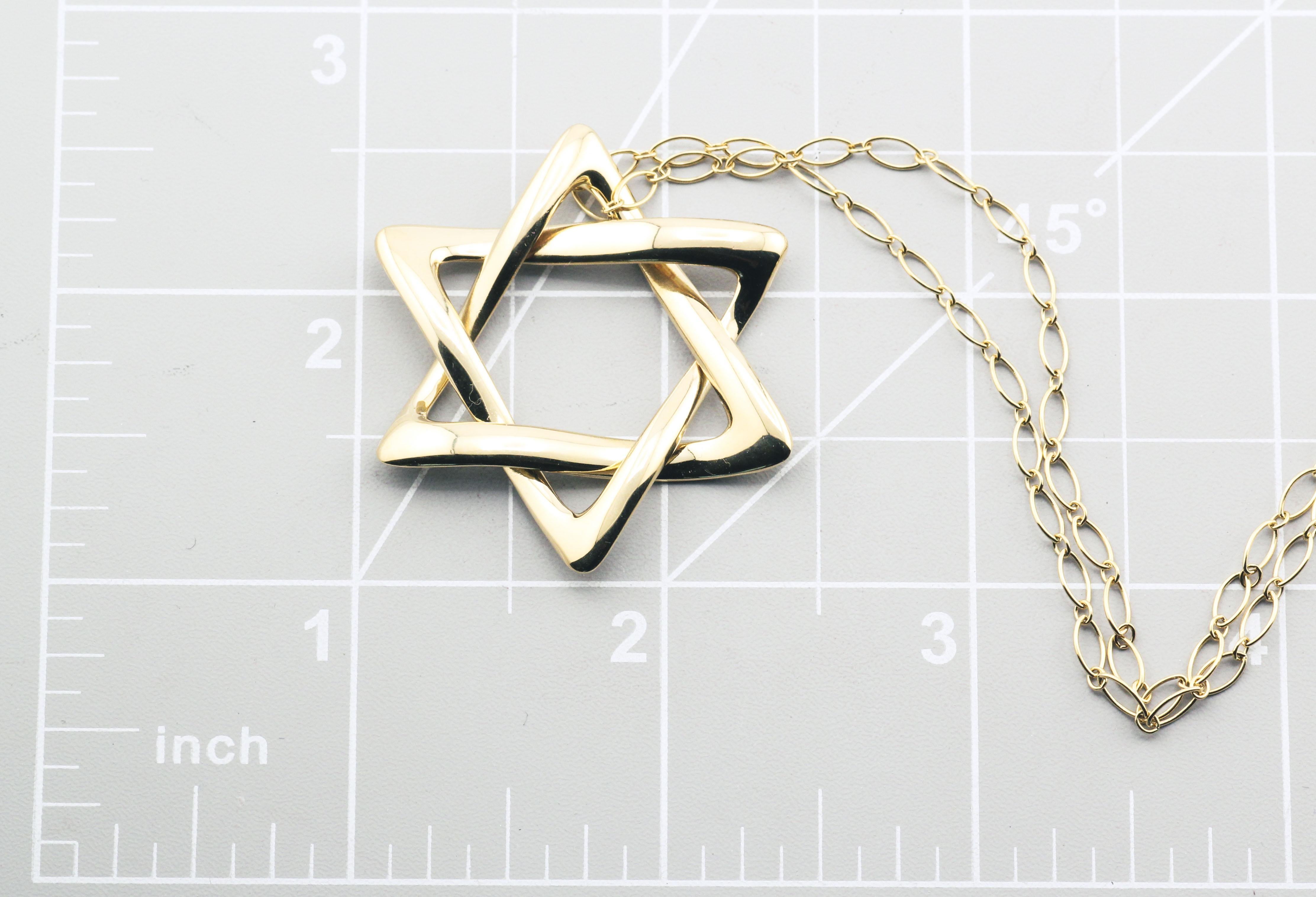 Tiffany & Co. Elsa Peretti, collier long étoile de David en or jaune 18 carats, 40 mm en vente 3