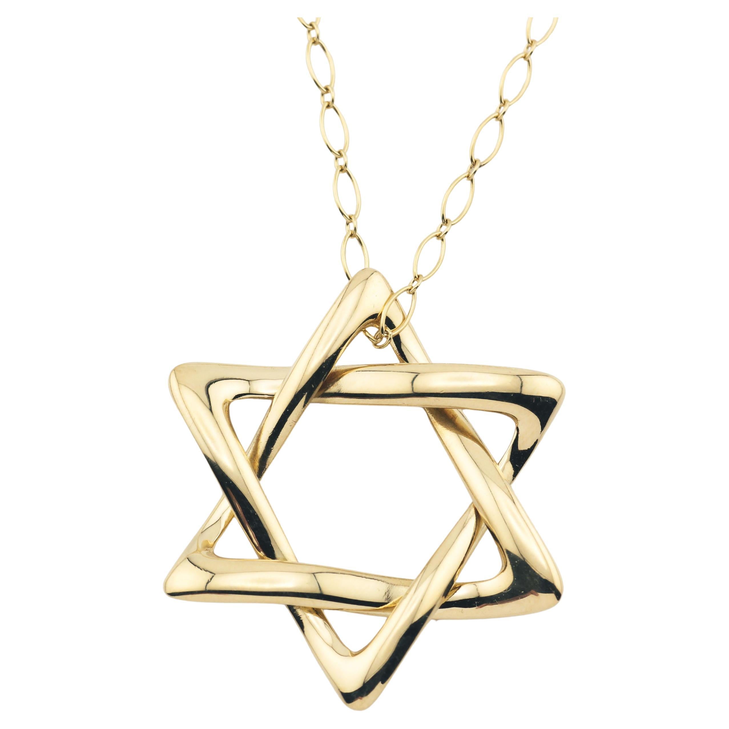Tiffany & Co. Elsa Peretti 18K Yellow Gold 40 mm Star of David Long Necklace