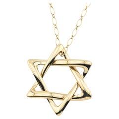 Tiffany & Co. Elsa Peretti 18K Yellow Gold 40 mm Star of David Long Necklace