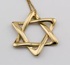 Tiffany & Co. Elsa Peretti 18K Yellow Gold 40 mm Star of David Pendant Necklace