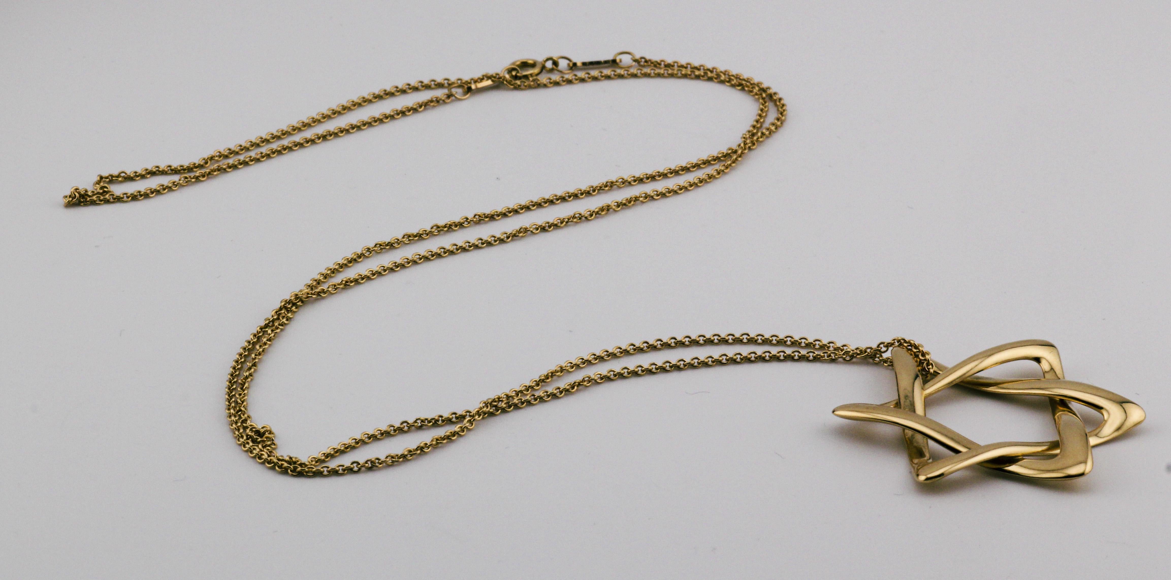 Tiffany & Co. Elsa Peretti, collier pendentif Étoile de David en or jaune 18 carats, 40 mm Bon état - En vente à Bellmore, NY