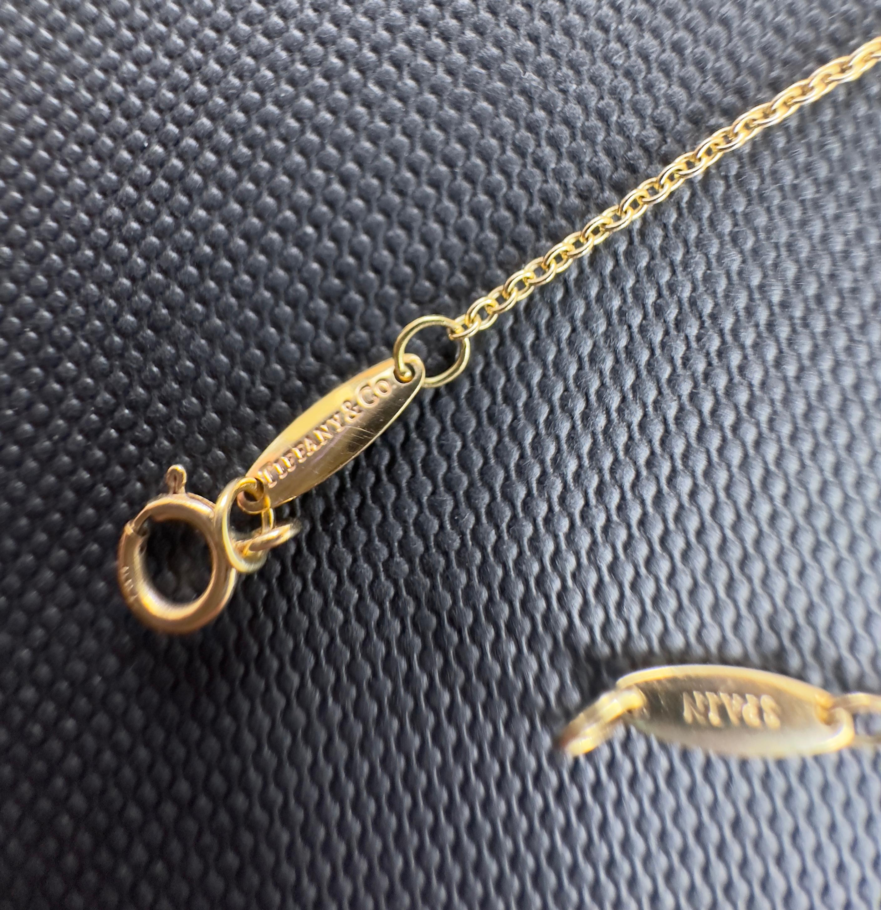 Tiffany & Co Elsa Peretti 18k Yellow Gold 9mm Bean Necklace For Sale 2