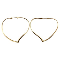 Tiffany & Co Elsa Peretti 18K Yellow Gold Abstract Heart Hoop Earrings #18732