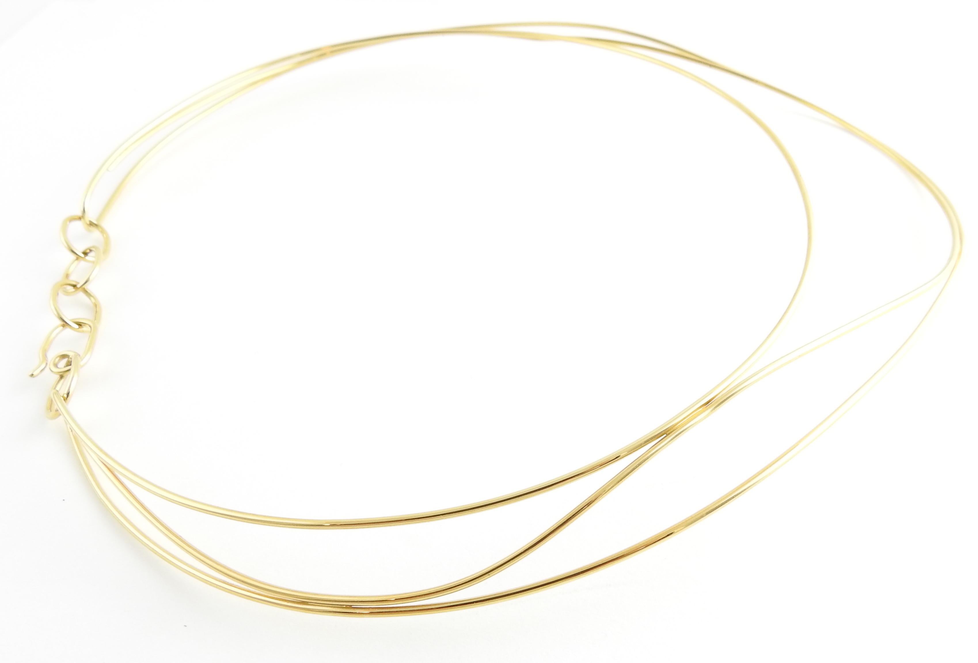 Tiffany & Co. Elsa Peretti 18 Karat Yellow Gold Abstract Wire Choker Necklace In Good Condition In Washington Depot, CT