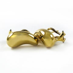 Tiffany & Co. Elsa Peretti 18K Yellow Gold Bean Omega Clip and Post Earrings