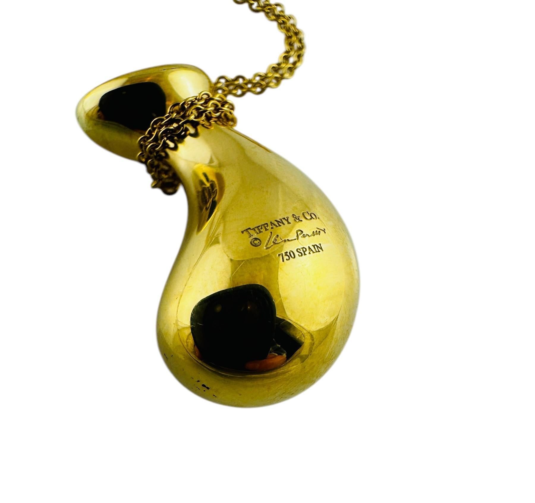 Tiffany & Co. Elsa Peretti 18K Yellow Gold Bottle Jug Pendant Necklace #20696 For Sale 1
