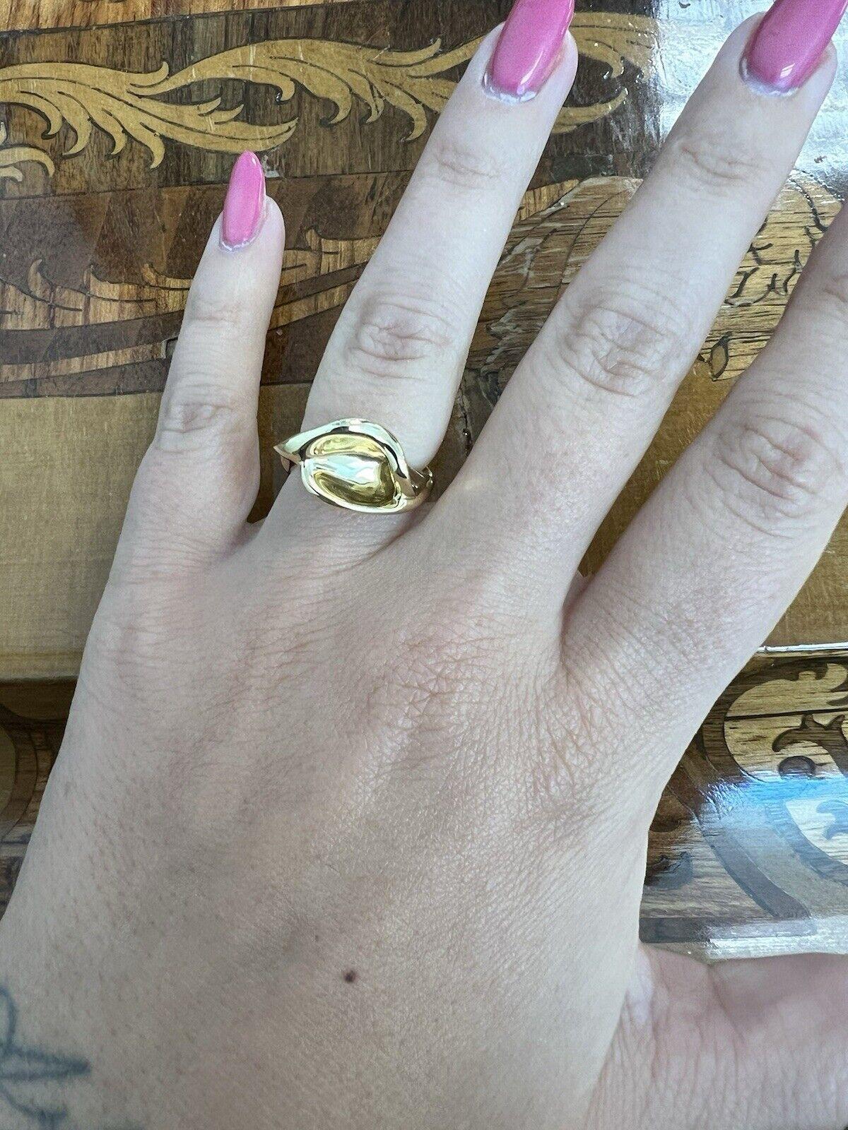 TIFFANY & CO. ELSA PERETTI 18k Yellow Gold Calla Lily Flower Ring Vintage 1980s 5