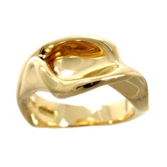 TIFFANY & CO. ELSA PERETTI 18k Yellow Gold Calla Lily Flower Ring Vintage 1980s