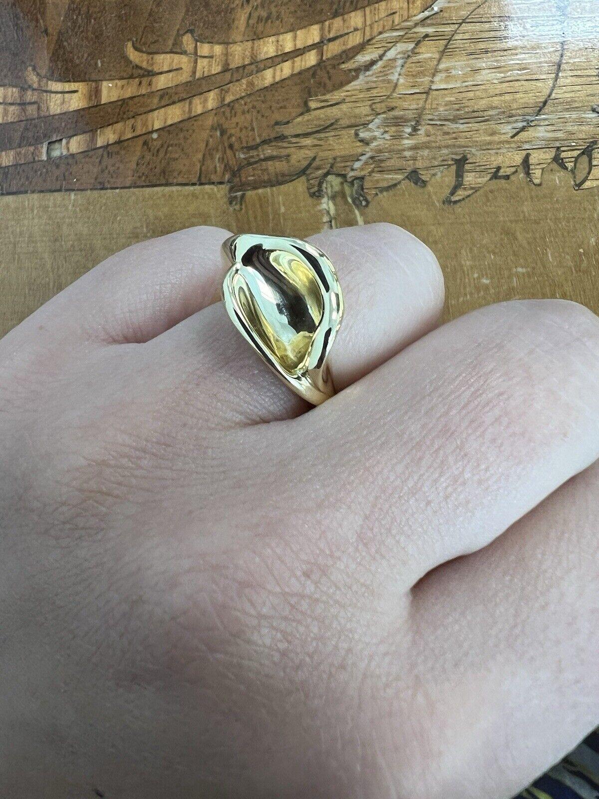 TIFFANY & CO. ELSA PERETTI 18k Yellow Gold Calla Lily Flower Ring Vintage 1980s 2
